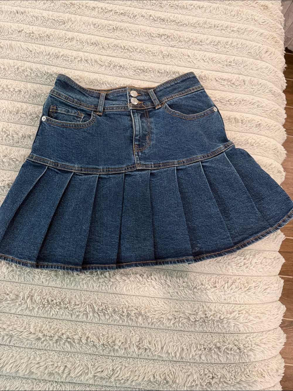 wild fable Dark Blue Pleated Denim Skirt